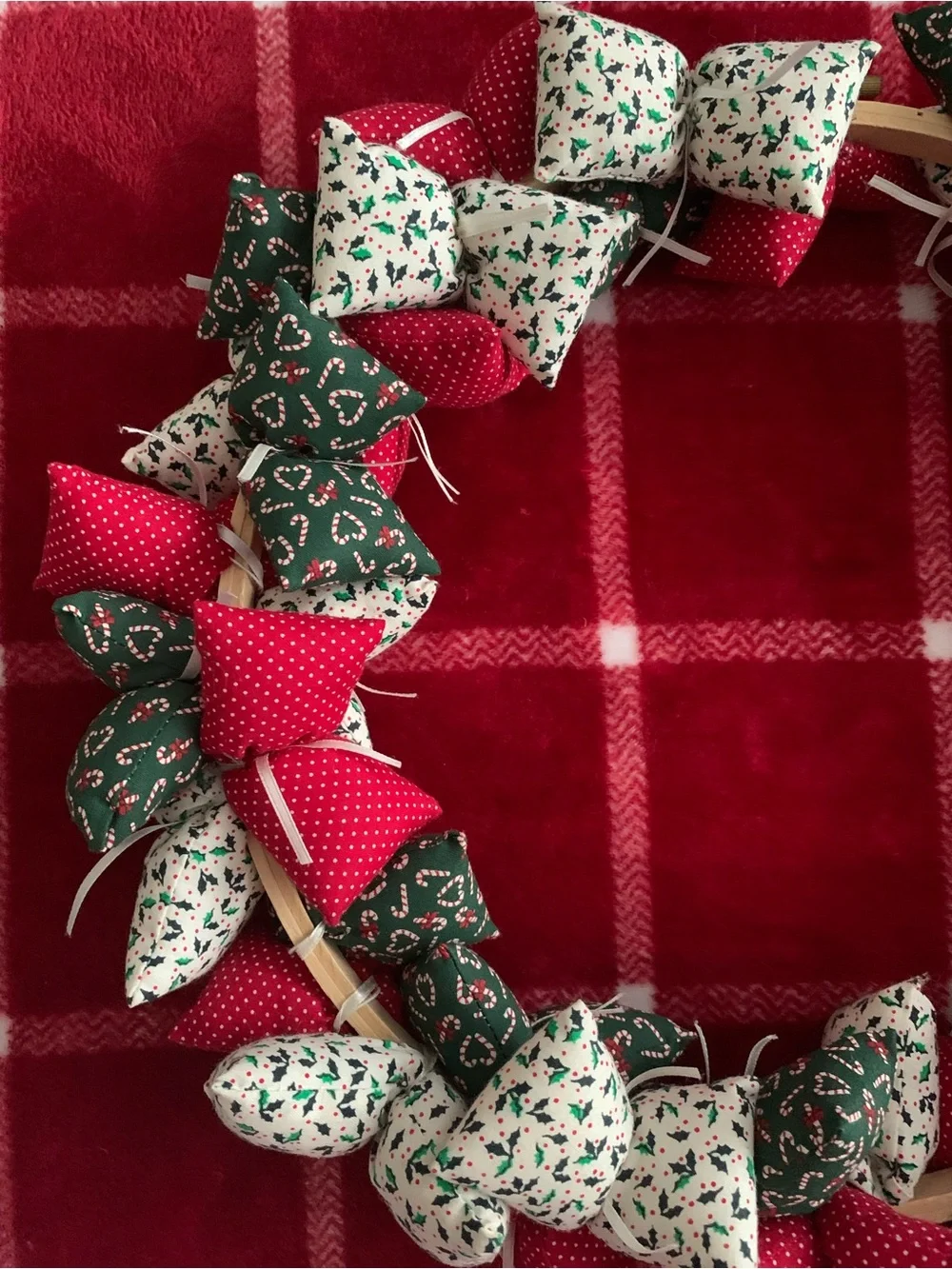 Vintage Style Festive Holiday Fabric Hanging Taiwan Handmade Wreath